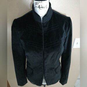 Mossimo Jacket Blazer Black Velvet Embroidered Stretch Lined Long Sleeve Women